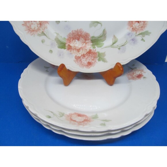 JHR Facon Limoges France Set Of Four 9 3/4" Floral Plates Hand Painted Germany - Picture 3 of 9